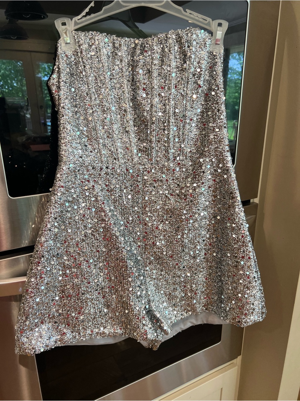 Selfie Leslie Silver Sequin Embellished Top